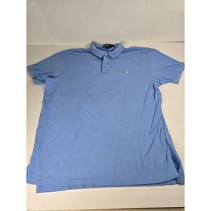 Vintage Polo Ralph Lauren Shirt Mens 2XL XXL Blue 100% Cotton Golf‎ 80s 90s Y2K